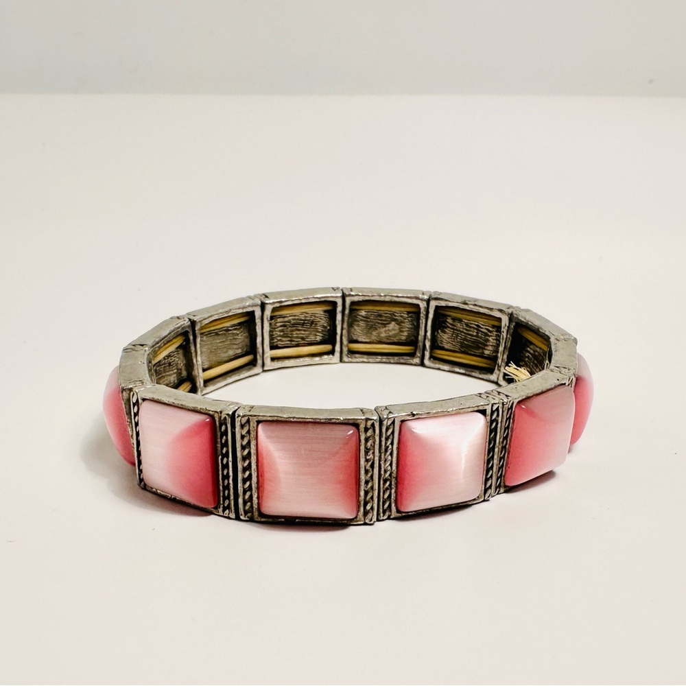 Cats Eye Glass  Silver Toned Bracelet
